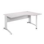 BUREAU COMPACT RETOUR À GAUCHE BIOSPACE 2 - L. 160 X P. 110 CM - PLATEAU BLANC - PIEDS L BLANC - EMBASE 'AVOCAT'.