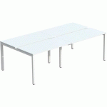 BUREAU DROIT BENCH 166X240CM PIED BLANC PLATEAU BLANC 4PERS. - PAPERFLOW