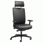FAUTEUIL DIRECTION KIO CUIR NOIR AVEC TÊTIÈRE SÉPARÉE - GGI