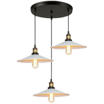 LUSTRE SUSPENSION VINTAGE 3 LUMINAIRES 22CM POUR CHAMBRE CUISINE BAR RESTAURENT - BLANC - BLANC