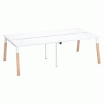 PÔLE DE 4 BUREAUX DROITS L 120 X P 60 CM, PIÉTEMENT BOIS MÉTAL BLANC - ARCH