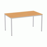 TABLE À MANGER VERSYS AVEC BASE ARGENTÉE RAL 9006 140 X 80 X 743 CM HÊTRE