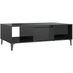 TABLE BASSE NOIR BRILLANT 103,5X60X35 CM AGGLOMÉRÉ