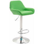 TABOURET DE BAR MODERNE ET CONFORTABLE EN SYNTHÉTIQUE VERT PIEDS TROMPETTE EN MÉTAL CHROMÉ - OR