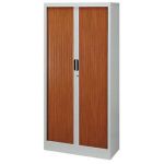 ARMOIRE MÉTAL CLASSTOUT CLASSIQUE - A RIDEAUX - L. 90 X  H. 180CM  - CORPS GRIS  - RIDEAUX POIRIER