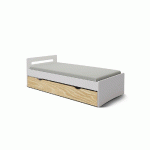 LIT GIGOGNE LEMAND  BLANC ET BOIS 90X200 CM