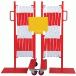 BARRIÈRE EXTENSIBLE ROUGE/BLANC 2M SUR ROULETTES HAUTEUR 1050MM - CRASH STOP