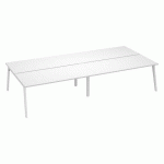PÔLE DE 4 BUREAUX EDEN ARCHE L 360 CM AVEC GOULOTTE INTÉGRÉE PLATEAU BLANC PIED BLANC