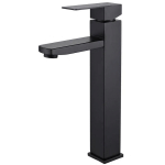 ROBINET SALLE BAIN NOIR MITIGEUR LAVABO CARRÉ ROBINET EAU CHAUDE ET FROIDE MITIGEUR SALLE DE BAIN ACIER INOXYDABLE(AVEC TUYAU D'ENTRÉE DE 80 CM)