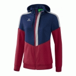 VESTE À CAPUCHE - ERIMA - TRACKTOP SQUAD FEMME NEW NAVY/BORDEAUX/SILVER GREY