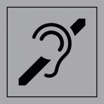 PICTOGRAMME PI PF 048 - ACCESSIBILITÉ, MALENTENDANT - ISO 7001 EN GRAVOPLY (350 X 350 MM, GRIS)