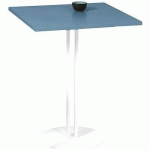 TABLE ROXANE PIÈTEMENT 2 TUBES 60 X 60 CM CÉDRE BLEU/ BLANC