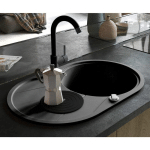 EVIER DE CUISINE EN GRANIT BAC UNIQUE OVALE NOIR HDV04972 - HOMMOO