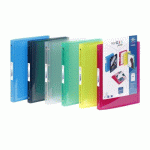 LOT DE 12 - CLASSEUR 4 ANNEAUX PLASTIFIÉ VIQUEL PROPYGLASS A4 - DOS 2,5 CM COULEURS ASSORTIES