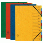 LOT DE 6 - TRIEUR CARTE LUSTRÉE HARMONIKA 12 DIVISIONS COULEURS ASSORTIES