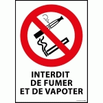 PANNEAU - INTERDICTION DE FUMER ET VAPOTER  - 210 X 148 MM (A5) - PVC DOS ADHÉSIF