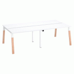 PÔLE 4 BUREAUX ECLA BLANC L 120 X P 60 CM PIEDS MÉTAL BLANC FINITION BOIS