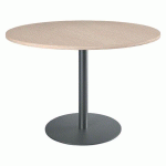 TABLE RONDE 120 CM PLATEAU CHÊNE CLAIR PIÈTEMENT COLONNE MÉTAL ANTHRACITE EXCELLENS