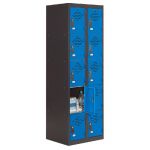 VESTIAIRE MULTI-CASIERS AVANTAGE - 5 CASIERS- 2 COLONNES - CORPS ANTHRACITE - PORTES BLEU