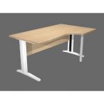 BUREAU DROIT PRONTO TENDANCE - L.140 X P.80 CM - PLATEAU CHÊNE - PIEDS L ALUMINIUM