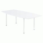 TABLE TONNEAU ACTUAL - L. 200 X 100 CM - PLATEAU BLANC - PIED TUBULAIRE BLANC
