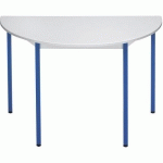 TABLE UNIVERSALIS DEMI-ROND 140X70 PLT. GRIS PIED 5010 BLEU
