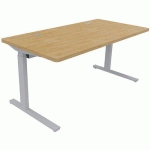 ADEMA+ BUREAU RÉG. ÉLECT. 160X80CM PLAT. CHÊNE AUTH./ARGENT - CLEN