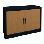 ARMOIRE MÉTAL À RIDEAUX PVC LAME RECOUVERTE 100 X 69 CM COLORIS HÊTRE/ANTHRACITE - MANUTAN COLLECTIVITÉS