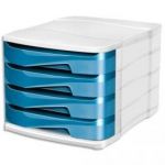 CEP MODULE DE CLASSEMENT 4 TIROIRS 394M - DIMENSIONS L29,2 X H24,6 X P38,6 CM COLORIS MÉTALLIQUE BLEU