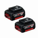 PACK DE 2 BATTERIES LITHIUM GBA 18V 5.0 AH EN BOÎTE CARTON - BOSCH