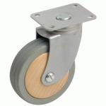 ROULETTE DE MEUBLE PIVOTANTE GRISE - GALET BOIS - CHARGE 70 KG - SANS FREIN AVL