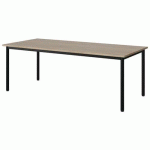 TABLE MALIBU 180X80 T4 4P STRA ABS CHÊNE 1146/NOIR 9005