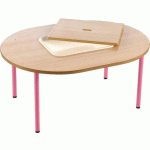 TABLE OVALE CHLOÉ PLATEAU BEIGE AVEC BAC ET COUVERCLE PIÉTEMENT GRANNY T2 - MANUTAN COLLECTIVITÉS