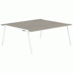 TABLE RÉUNION GARY 180 X 160 CM PIED BLANC PLATEAU CHÊNE GRIS - MBA