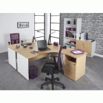 BUREAU ASYMÉTRIQUE MERCURE PIEDS PANNEAUX RETOUR DROITE 180 HÊTRE/ALU - SIMMOB