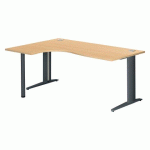 BUREAU COMPACT EXCELLENS L 180 CM HÊTRE RETOUR À GAUCHE PIÉTEMENT MÉTAL PLUS FIXE ANTHRACITE