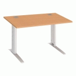 BUREAU DROIT EXCELLENS L 120 CM HÊTRE PIÉTEMENT MÉTAL PLUS BLANC