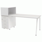 BUREAU HOME OFFICE + RGMT GAUCHE L.100 CM BLANC/BLANC ARA - QUADRIFOGLIO