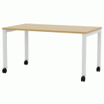 BUREAU MOBILE ARIAL 160X80CM - H735CM - CHÊNE CLAIR - BLANC - EOL