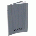 CAHIER PIQÛRE CONQUERANT CLASSIQUE - COUVERTURE POLYPROPYLENE - 17 X 22 - 48 PAGES - GRANDS CARREAUX - GRIS