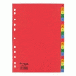 LOT DE 2 - INTERCALAIRE A4 POLYPROPYLÈNE COLORÉ BRUNEAU 20 ONGLETS ALPHABÉTIQUES MULTICOLORES - 1 JEU