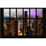 PAPIER PEINT INTISSÉ - WINDOW NEW YORK MOONLIGHT - MURAL LARGE DIMENSION: 225CM X 336CM