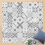 MICASIA - TAPIS EN VINYLE - GEOMETRICAL TILE MIX GREY - CARRÉ 1:1 DIMENSION HXL: 60CM X 60CM