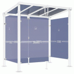 ABRI FUMEURS MILAN 2.50 M BARD. FOND/LATÉR. VERRE BLANC 9010 - PROCITY