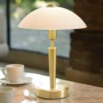 EGLO LAMPE DE TABLE SOLO 1, COULEUR LAITON, HAUTEUR 35 CM MÉTAL/VERRE À INTENSITÉ