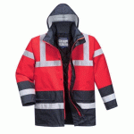 PORTWEST S466 PARKA HV BICOLORE ROUGE/MARINE - TAILLE S