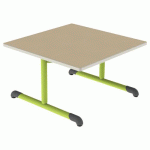 TABLE BANDANA 80X80 T1 DL STR POLY. HÊTRE MIEL BEIGE/VERT AC - MOBIDECOR
