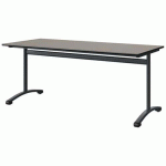 TABLE MALIBU 180X80 T6 DL STR ANTIB GRIS U727/NOIR GRIS 7016