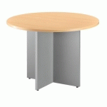TABLE RONDE 100 CM PIED PLATEAU HÊTRE PIEDS CROIX PLEINS BOIS ALUMINIUM EXCELLENS