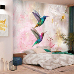 ARTGEIST - PAPIER PEINT COLIBRIS COLORÉS ROSE - 200 X 140 CM - ROSE ET MULTICOLORE